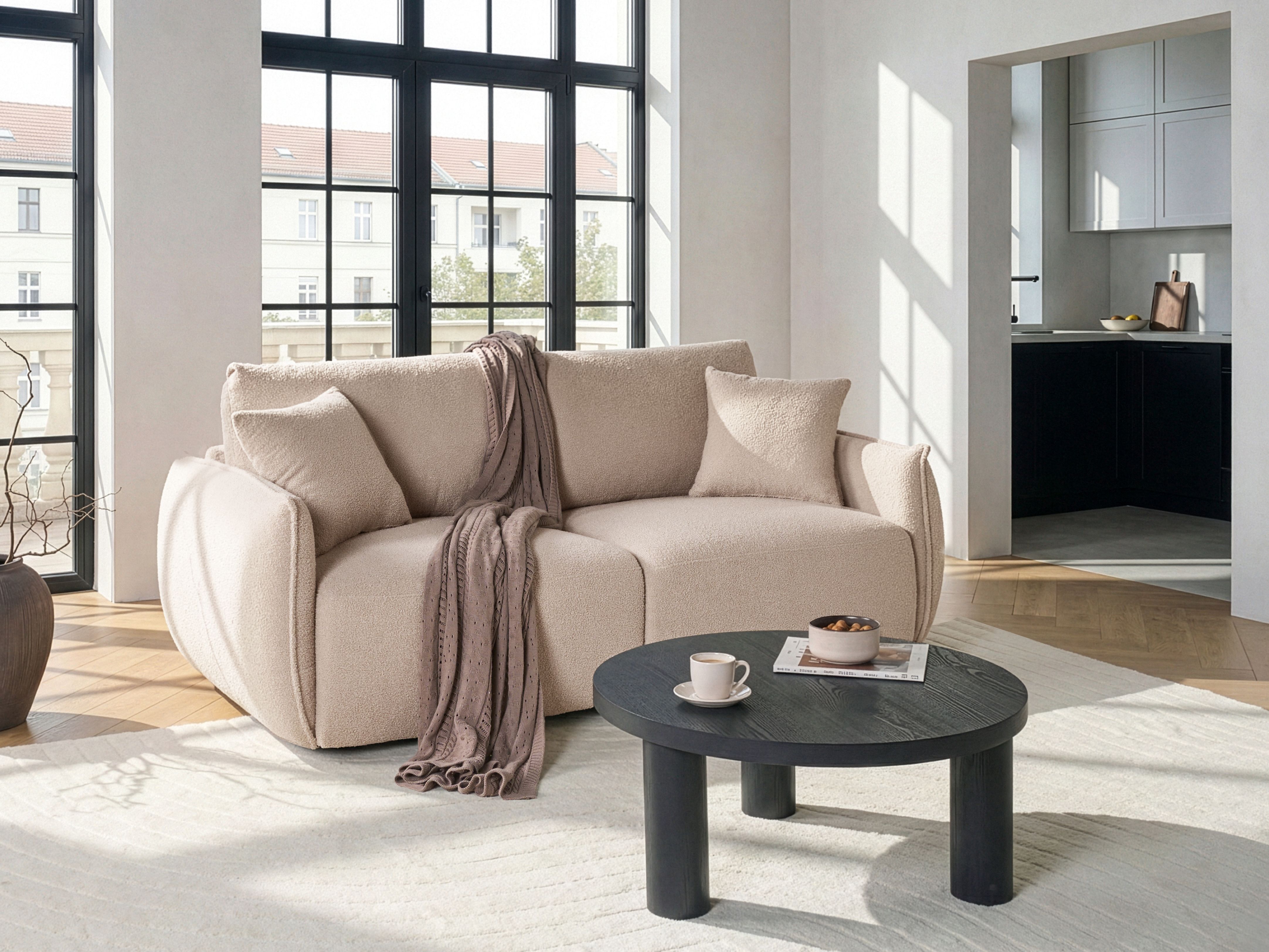 Modular Sofa 2 Seater MESNALI Boucle Beige