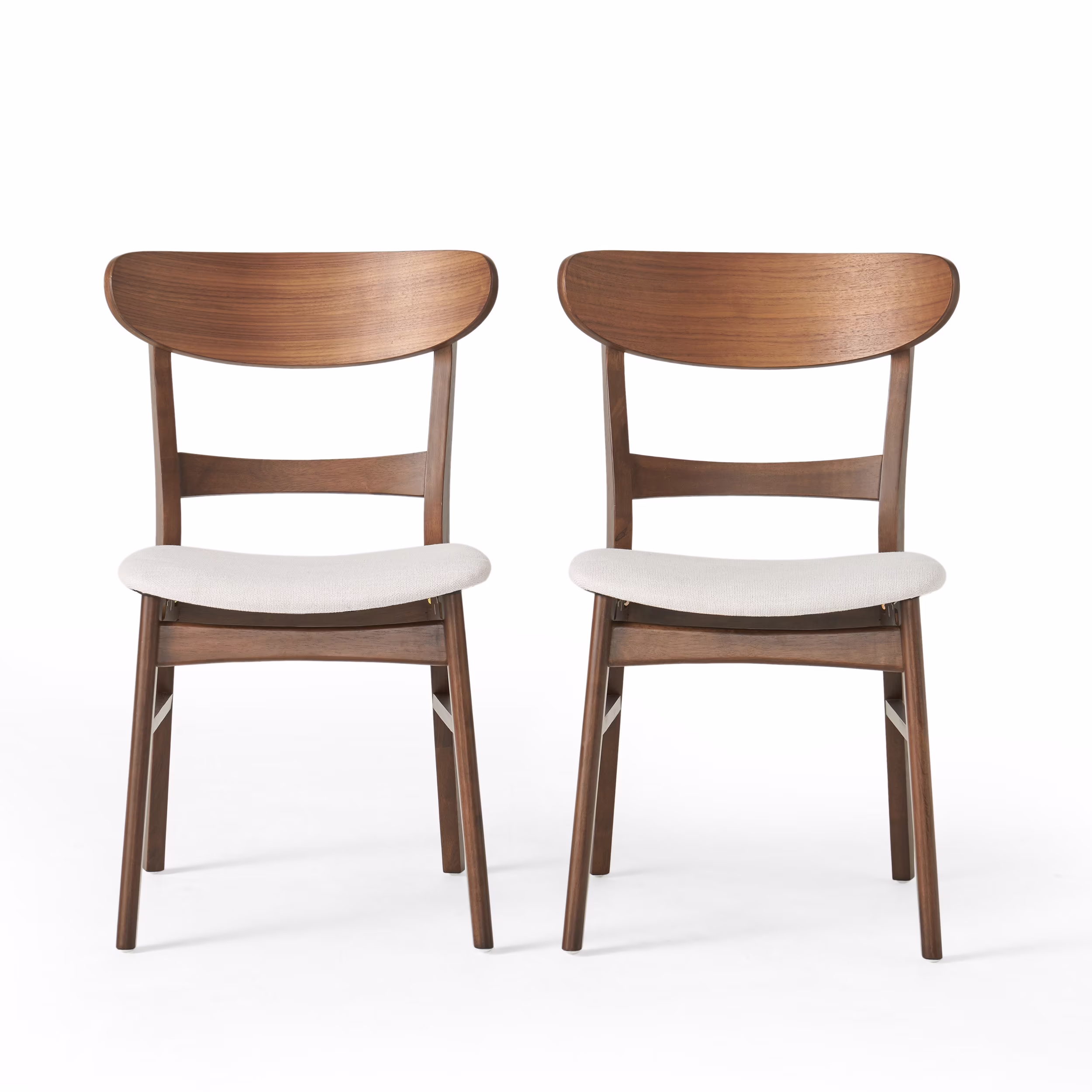 GDFSTUDIO Mid Century Modern Fabric Upholstered Rubberwood Dining Chairs, Set of 2, Dark Gray and Walnut - Image 5