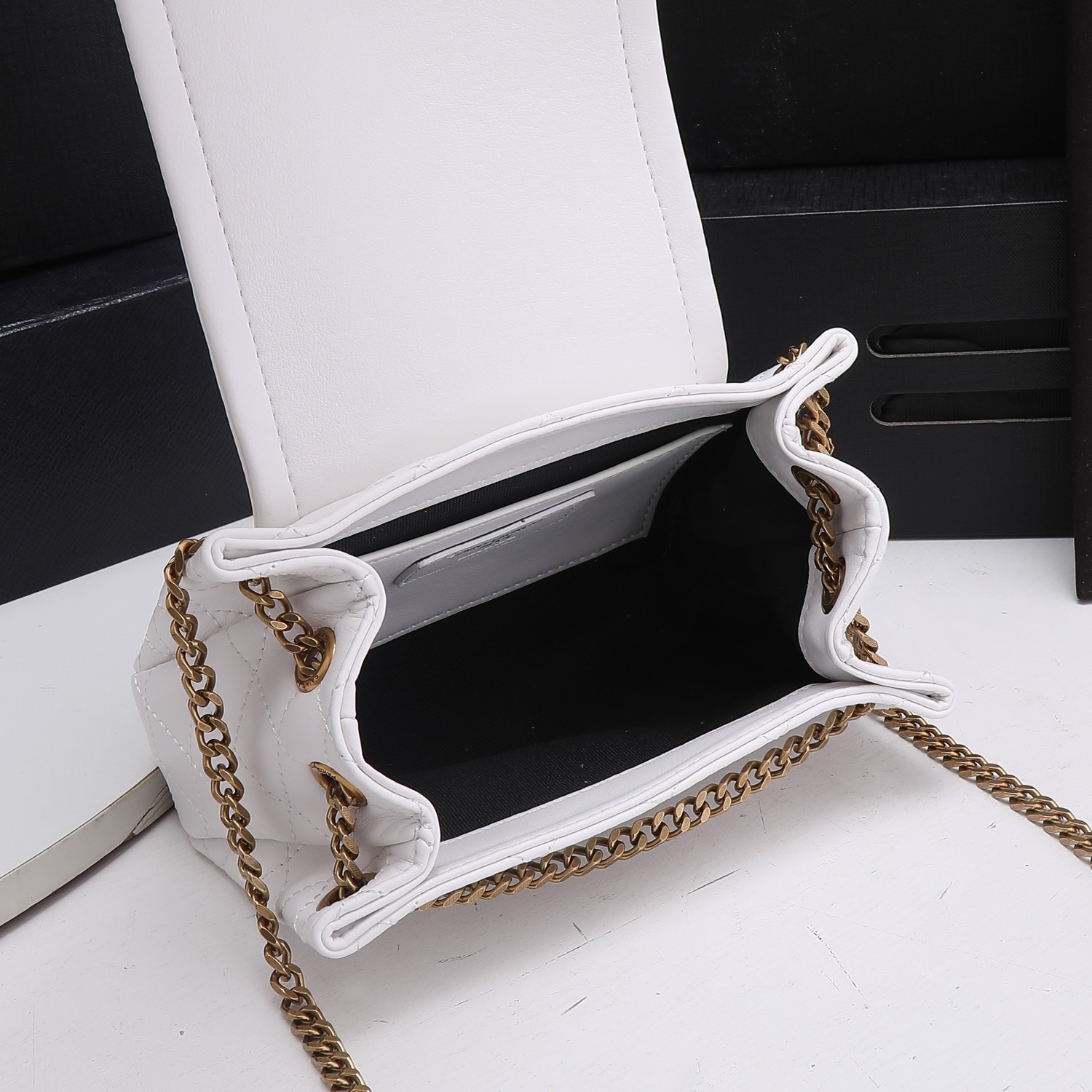 Replica Ysl Mini Nolita Bag In Lambskin- Black/White1:1High-quality replica