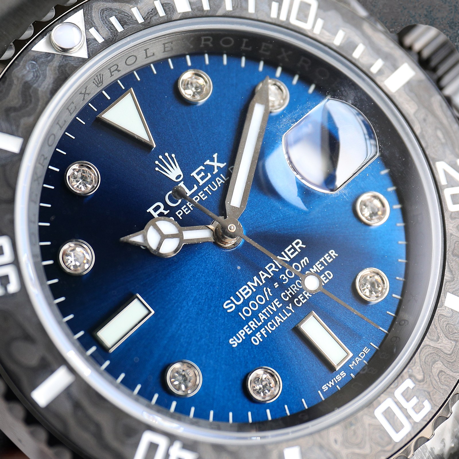 ROLEX Rolex Customized Submariner-Diamond Dial-Carbon Fiber Bezel-Black Blue(1:1 replica) - Top club