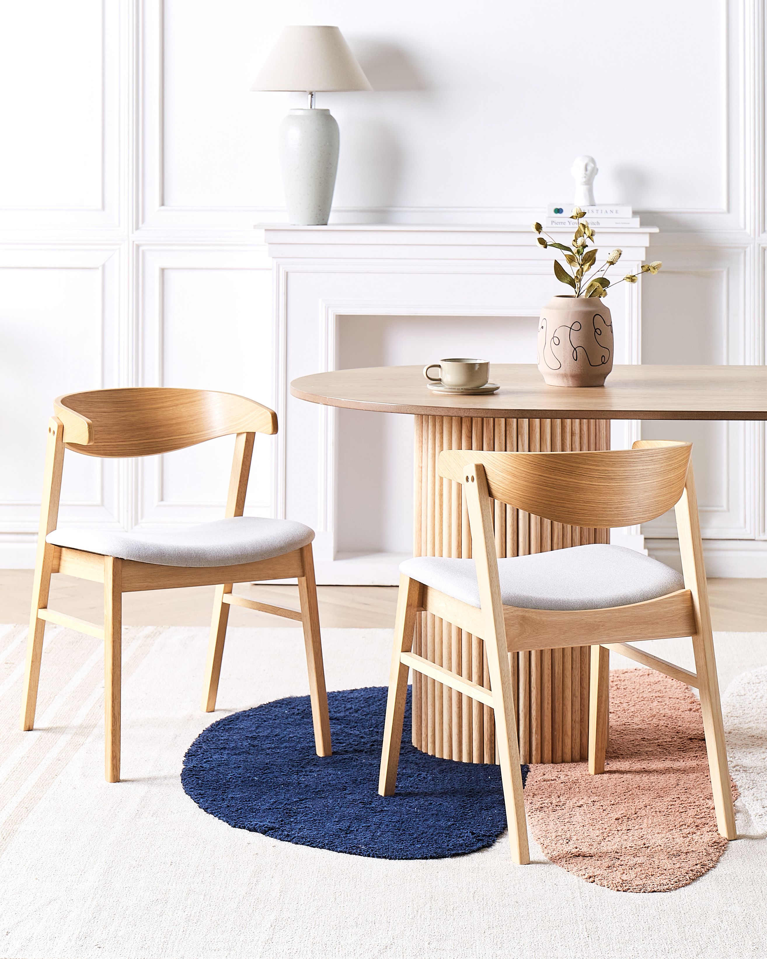 Set of 2 Dining Chairs LILLY Fabric Light Brown/ Grey