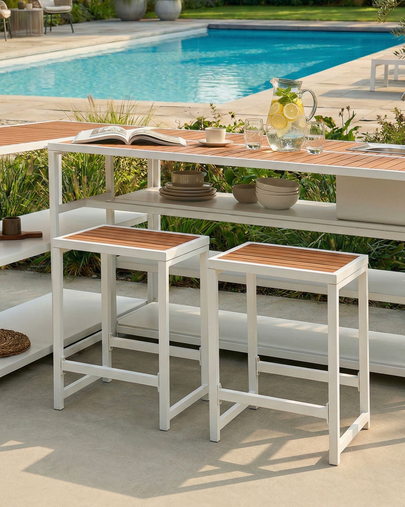 Garden Chair AVETRANA Metal Brown/ White