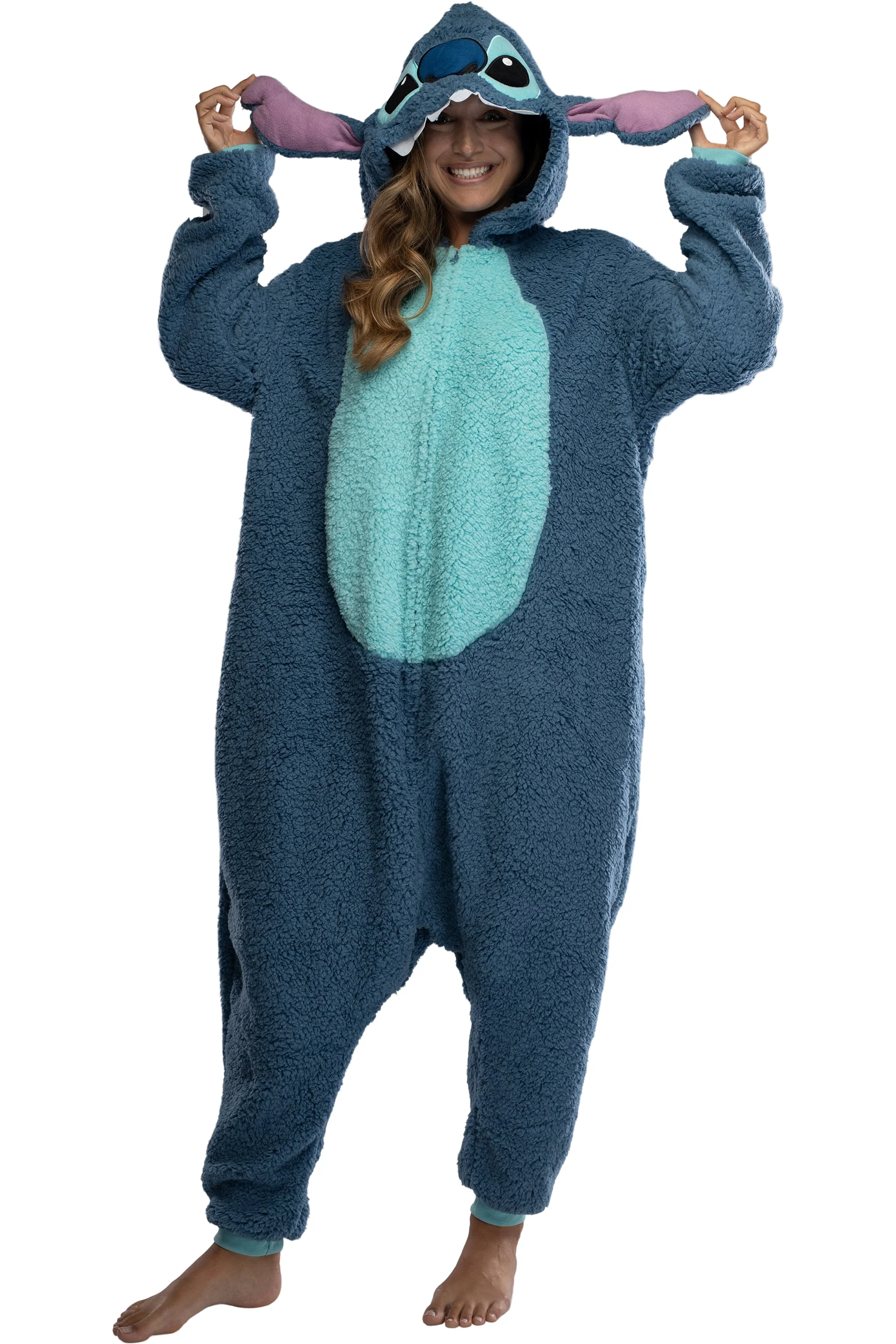 Disney Lilo & Stitch Adult Stitch Kigurumi Cosplay Costume Sherpa Union Suit Pajama Outfit - Image 3 Disney Lilo & Stitch Adult Stitch Kigurumi Cosplay Costume Sherpa Union Suit Pajama Outfit - Image 3