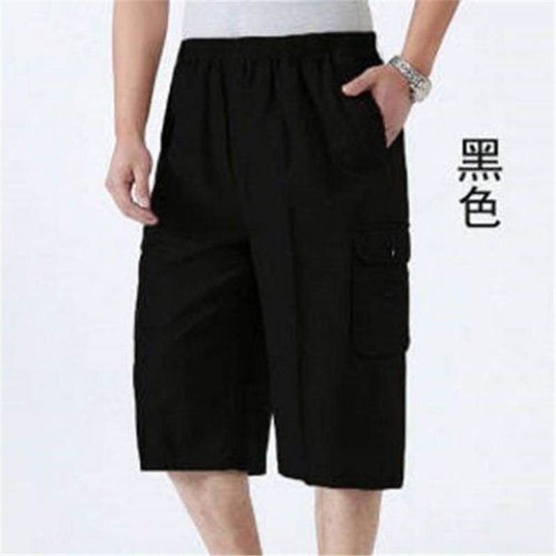 Men's cropped pants for middle-aged and elderly, loose casual summer pants, dad's workwear shorts