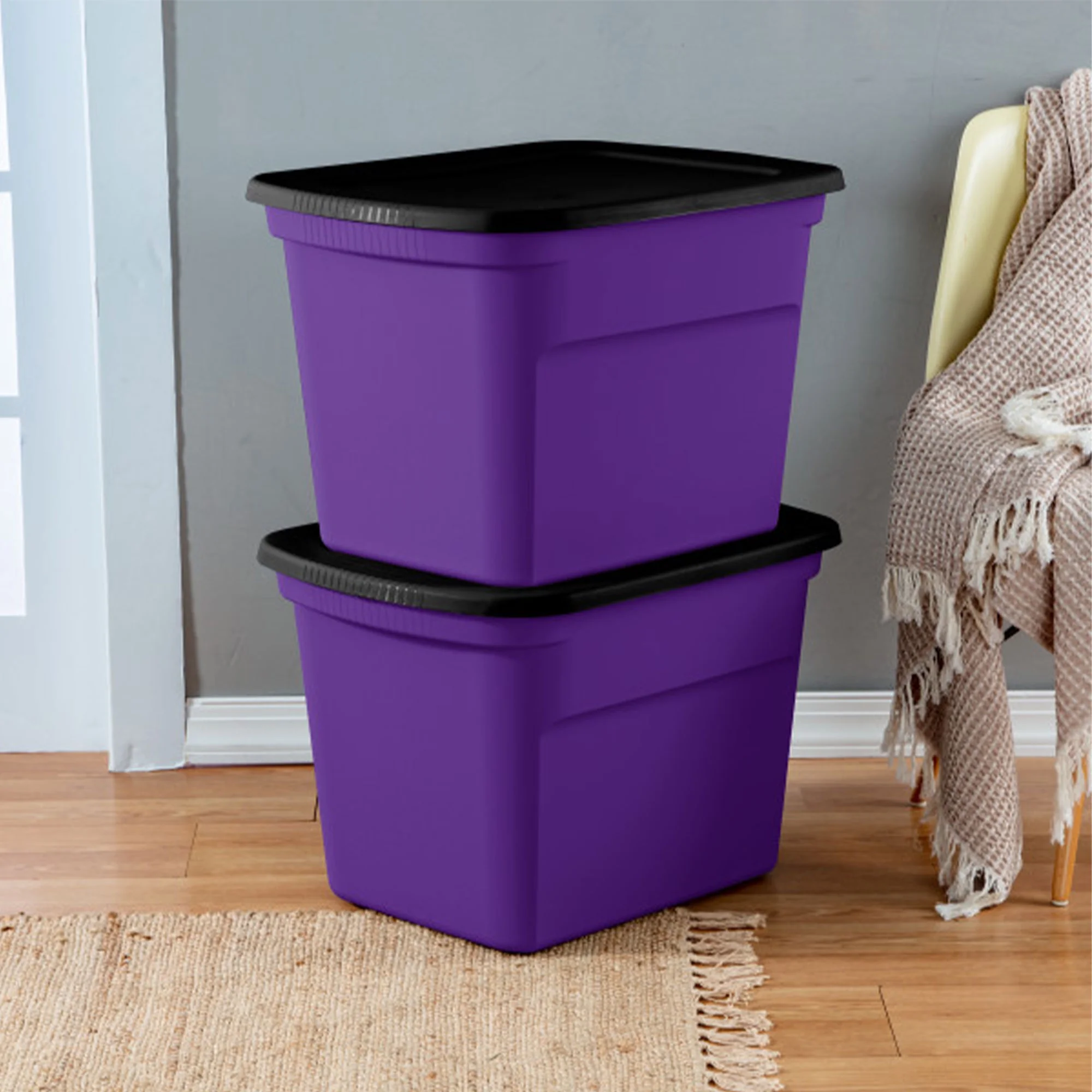 Sterilite 18 Gallon Orange Plastic Storage Container Bin Tote with Lid (8 Pack) - Image 9