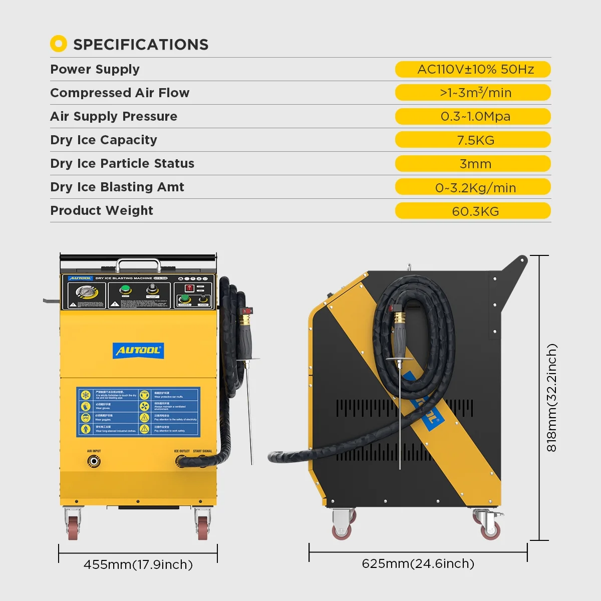 AUTOOL HTS558 Walnut Sand Carbon Deposition Clean Machine Walnut Shell Media Powder Sandblasting Machine Automotive Engine Intake Pipe Valve De-Carbon Cleaning Machine for Rust Grime Paint Removing - Image 16
