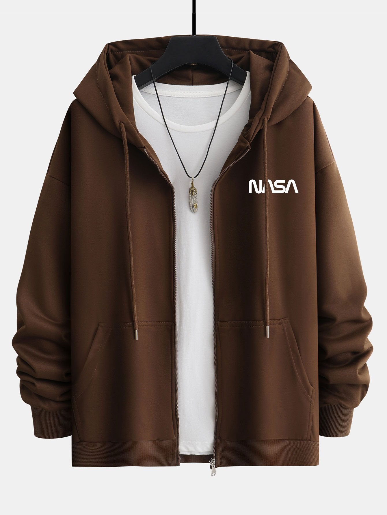 NASA Print Relax Fit Zip Hoodie