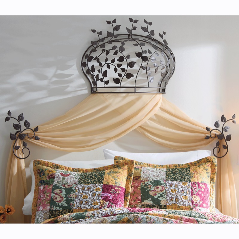 Ayla Leaf Bed Crown with 2 Tiebacks - MIDNIGHT VELVET CATALOG