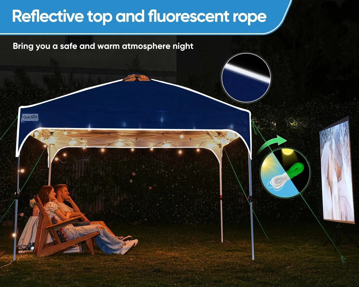 Quictent 10 x 10 ft Pop-Up Canopy Tent With Reflective Top, Fluorescent Rope And Vented Top - Image 7 Quictent 10 x 10 ft Pop-Up Canopy Tent With Reflective Top, Fluorescent Rope And Vented Top - Image 7