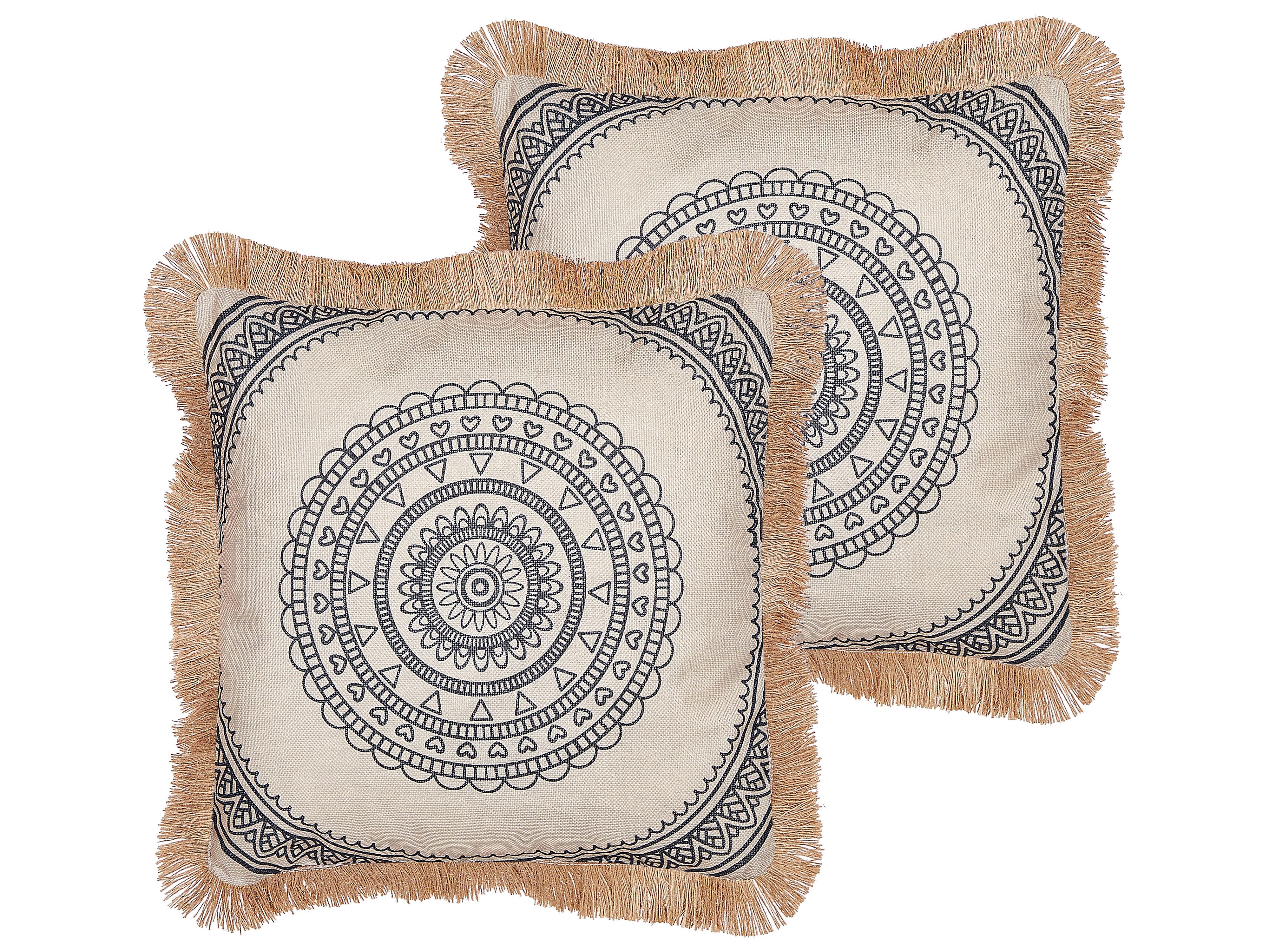 Set of 2 Decorative Cushions AGRIMONY 45 x 45 cm Black Oriental Pattern