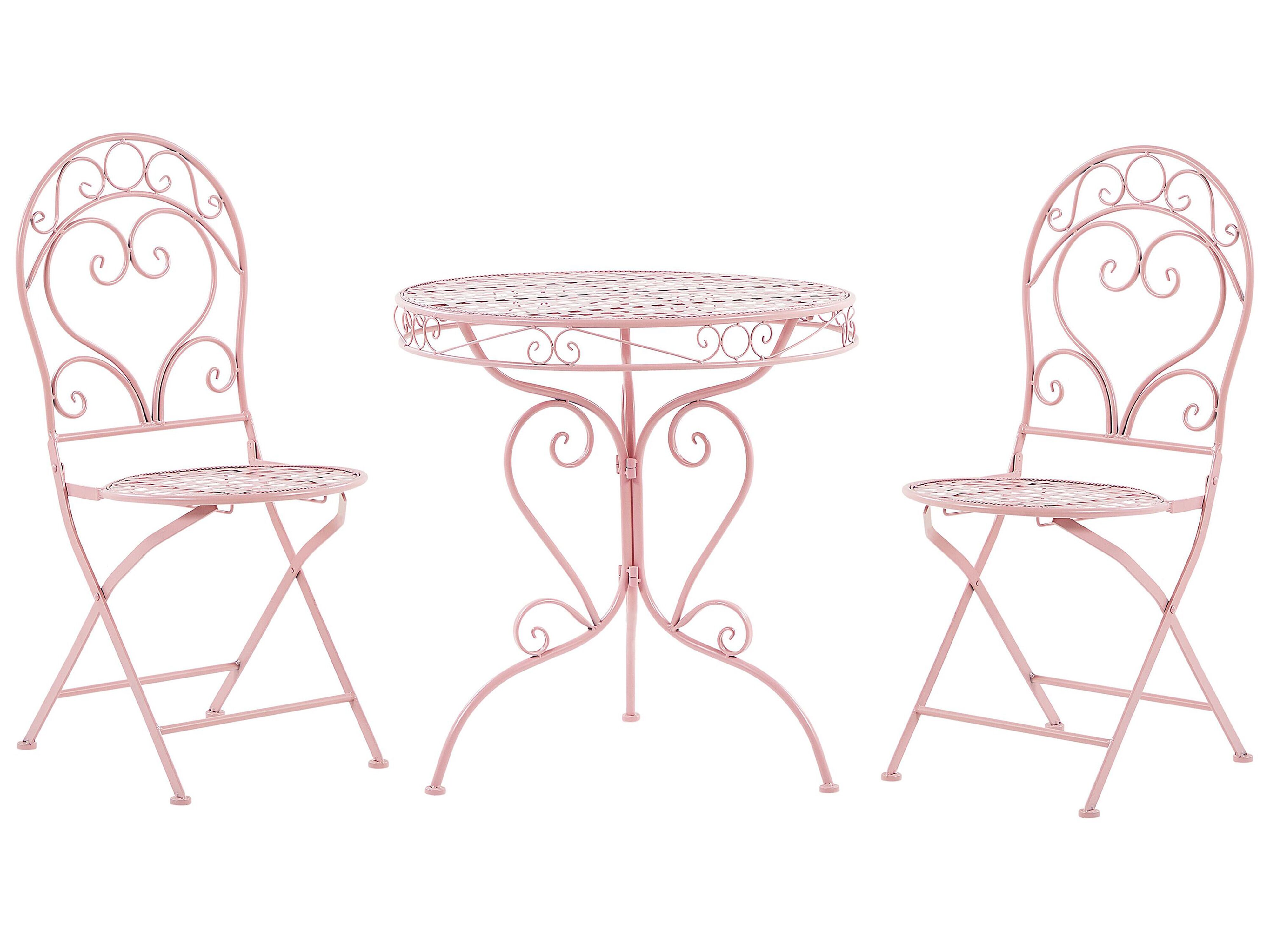 Bistro Set Folding ALBINIA Metal Pink