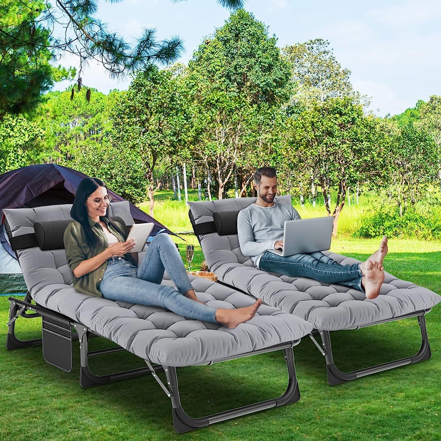 Slsy 5-Position Adjustable Folding Lounge Chair And Cot - 75.2" x 25.6" x 11.8" - Image 37 Slsy 5-Position Adjustable Folding Lounge Chair And Cot - 75.2" x 25.6" x 11.8" - Image 37