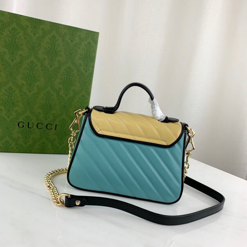 Replica Gucci Gg Marmont Mini Bag 583571 Butter And Pastel Blue Leather1:1High-quality replica