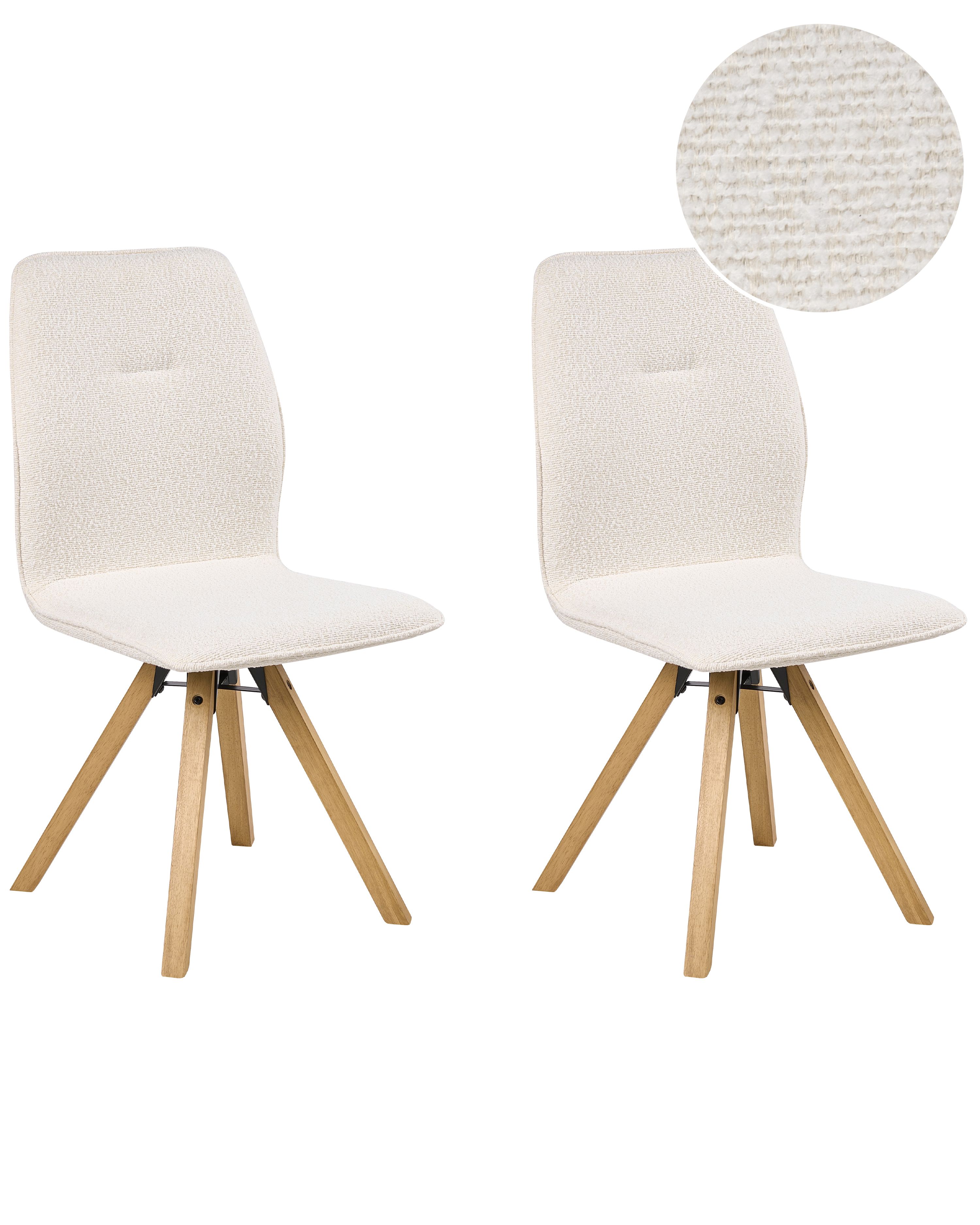 Set of 2 Dining Chairs Swivel ALKALI Boucle Off-White