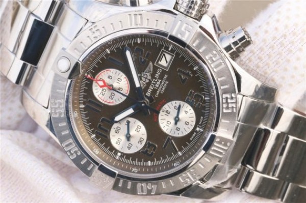 Replica Breitling Avenger II Chronograph 43mm SS GF Gray/White Dial on SS Bracelet A7750 - Top club