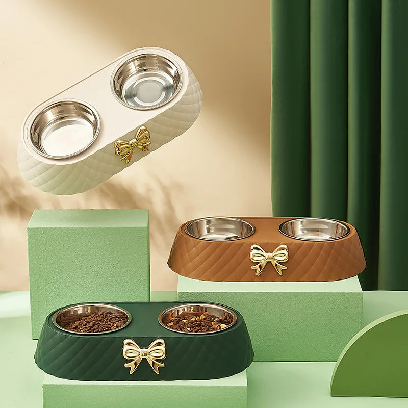 ChicPet | Elegante Roestvrijstalen Voer- en Waterbak Set