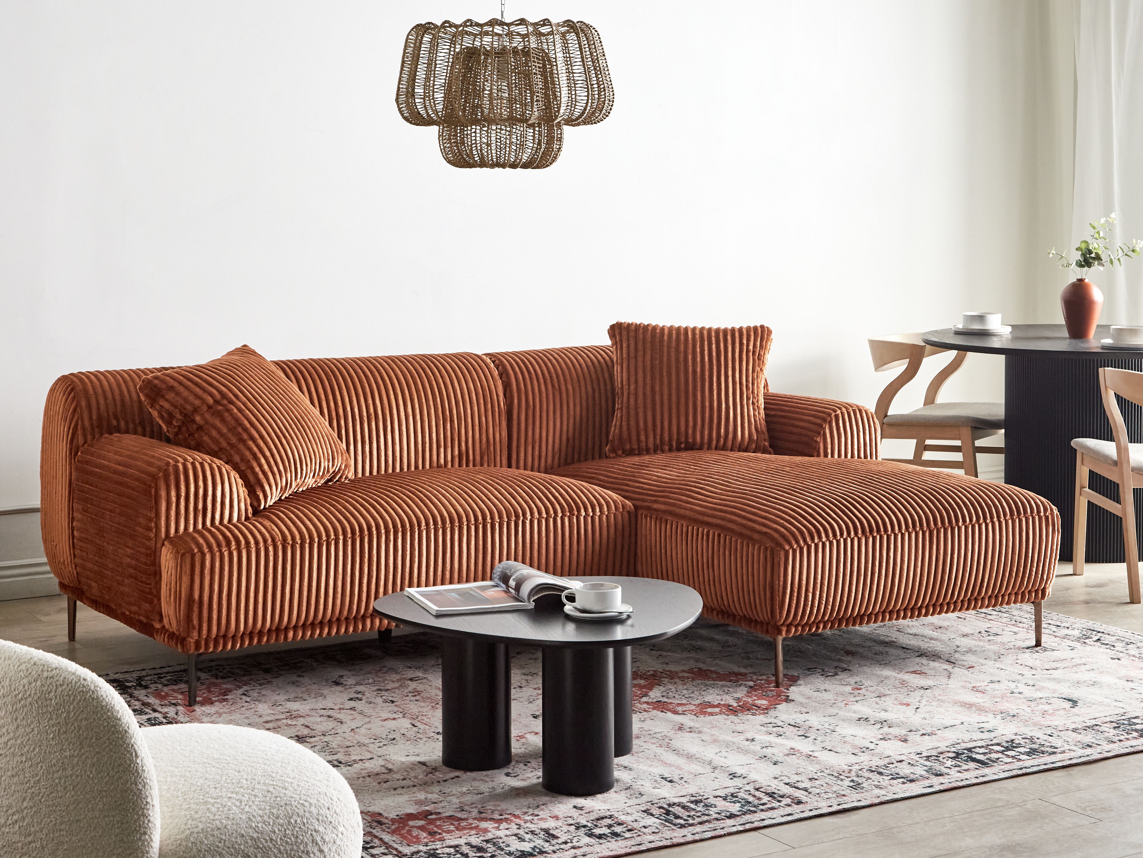 Corner Sofa STENUM Corduroy Brown Left Hand