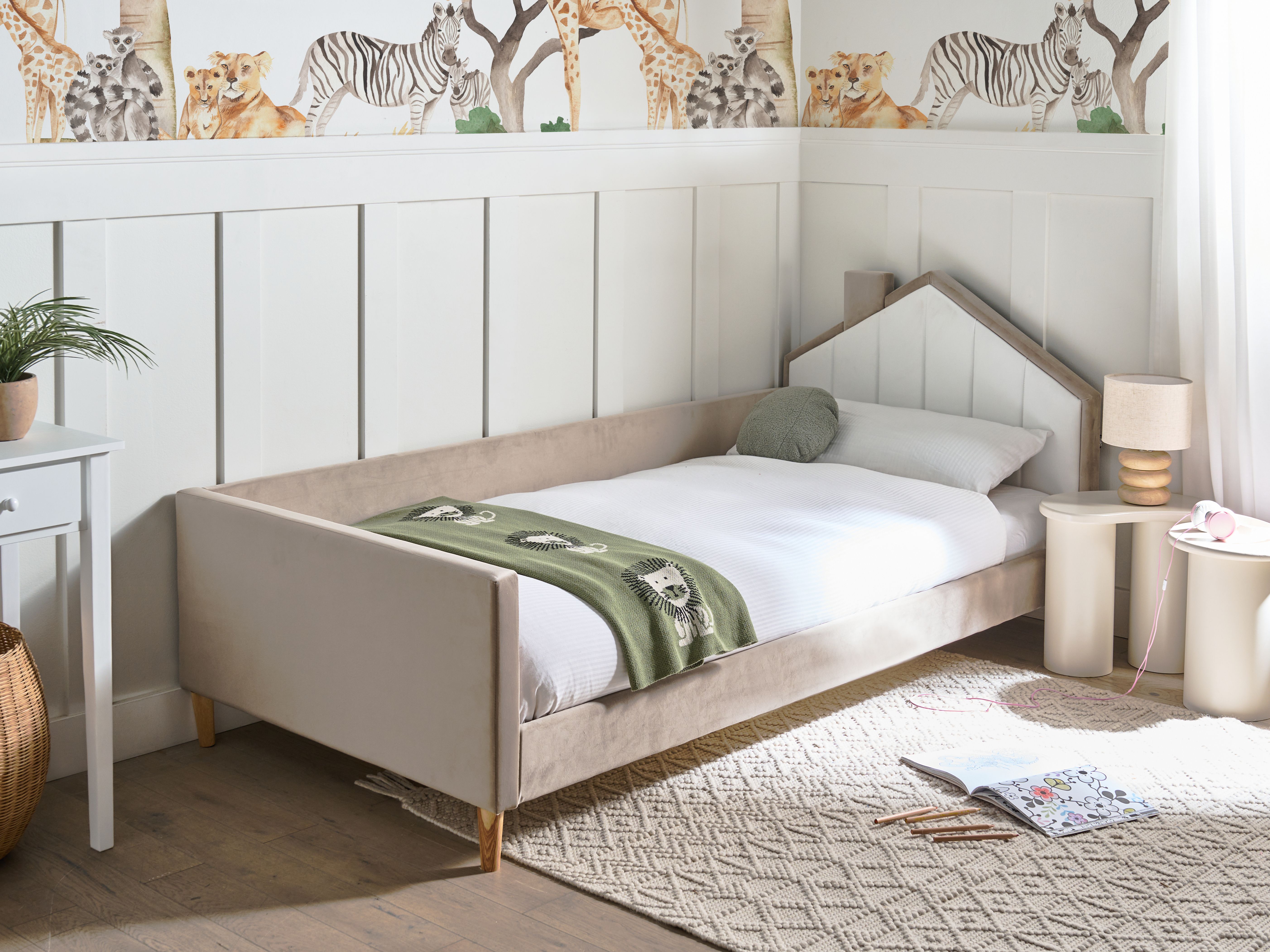 Kids Bed House Velvet KERVAN 90 x 200 cm (EU Single) Taupe