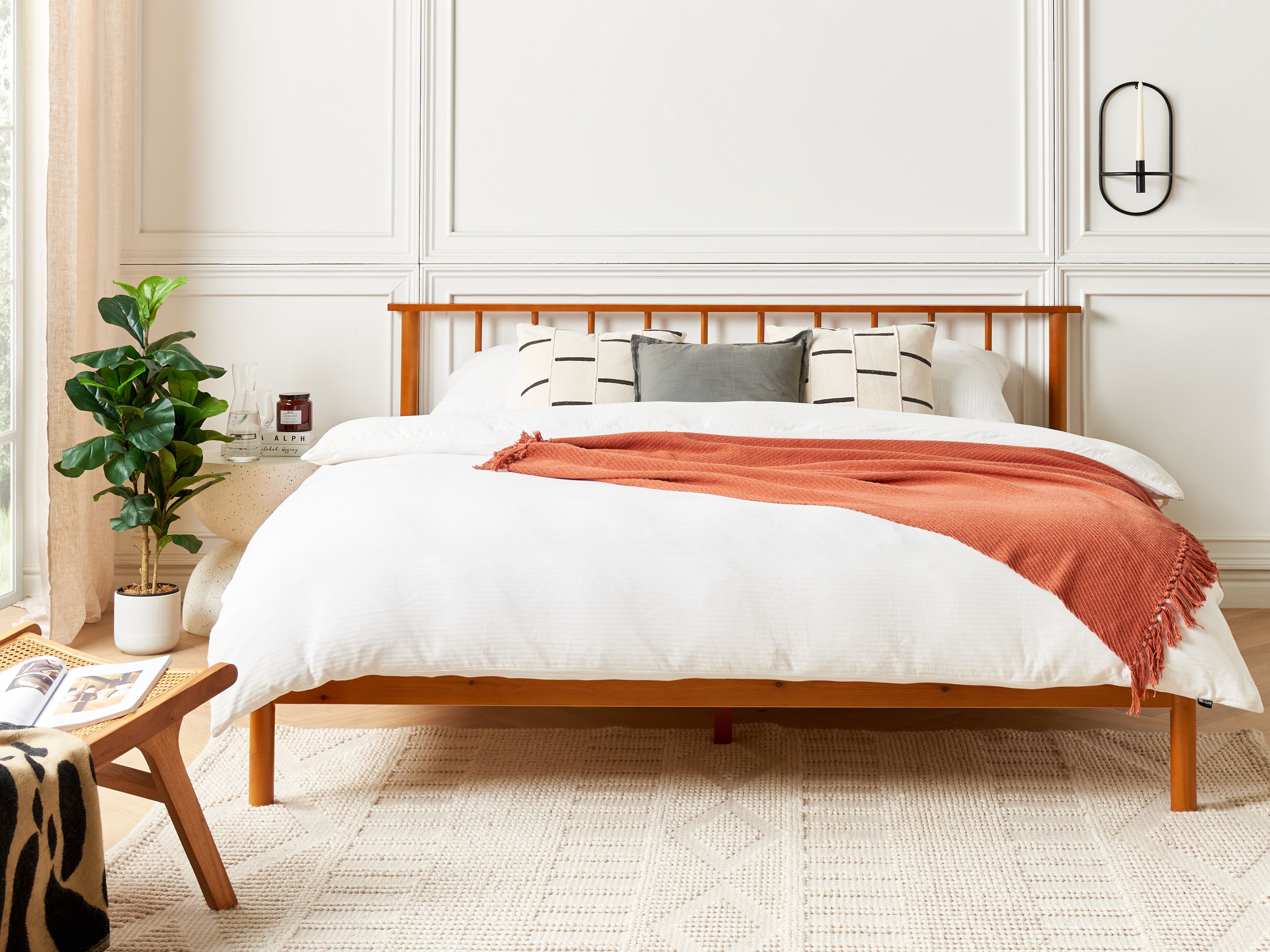 Bed Pine Wood BARRET 180 x 200 cm (EU Super King) Brown
