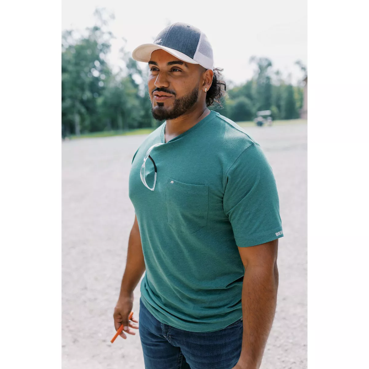Berne Charcoal Heather Offset Logo Mesh-Back Cap