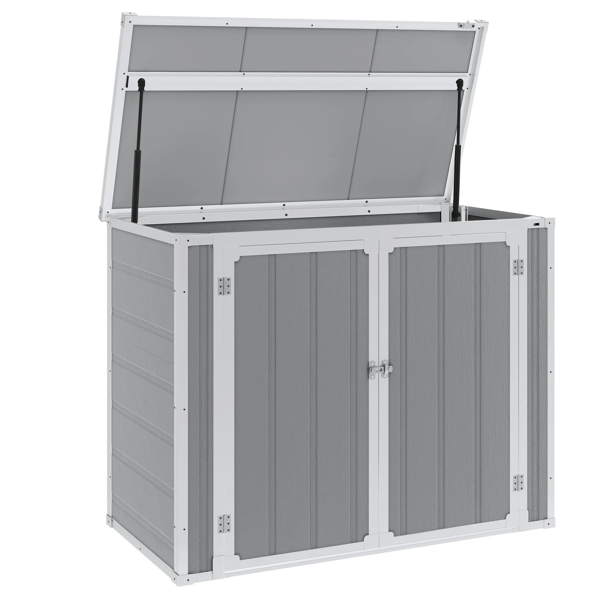 5'��3' Outdoor Storage Shed, Resin Storage Cabinet, Garden Tool Shed with Double Lockable Doors, Organizer Cabinet for Patio Yard, Gray - Image 15