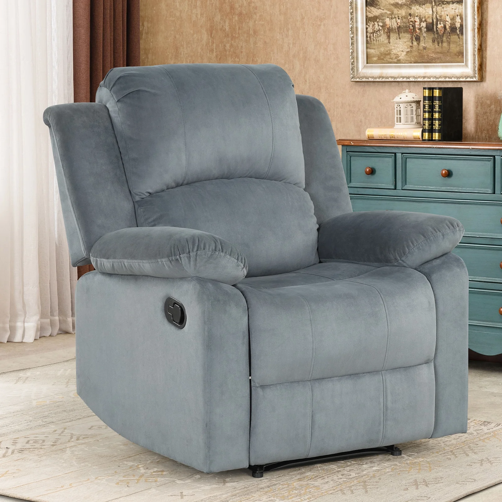 Bonzy Home Recliner Chair with Soft Padded Headrest and Armrest, Theater Reclining Chair Sofa for Living Room and Bedroom - Image 4