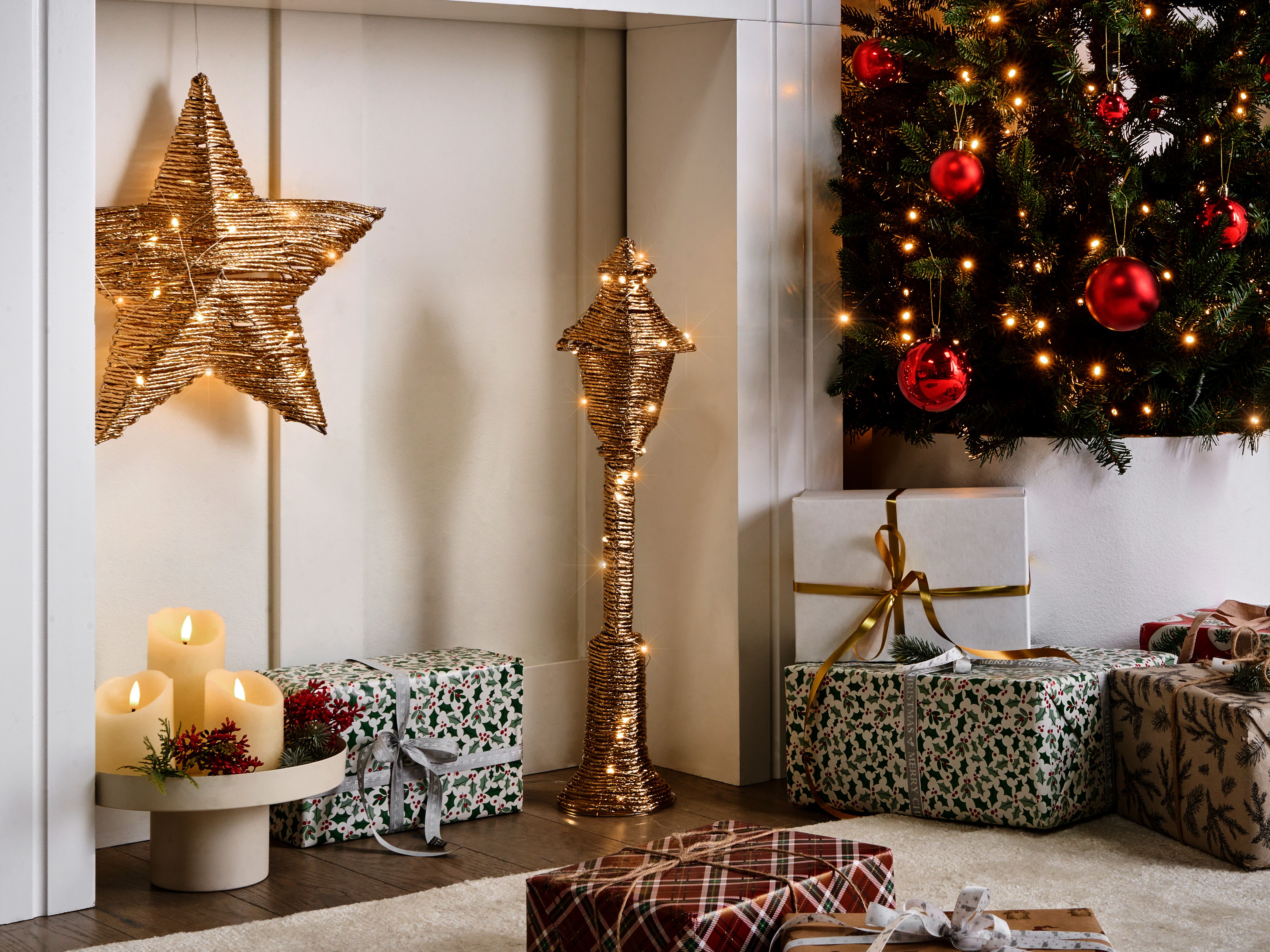 Christmas Decoration LED ALFTANES Post Lamp 62 cm Gold