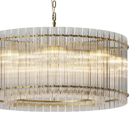 37 Inch Modern Gold Round Chandelier 2 Tier 8 Light Water Ripple Crystal Glass for Dining Room Living Room Bedroom High Ceiling Foyer Entryway