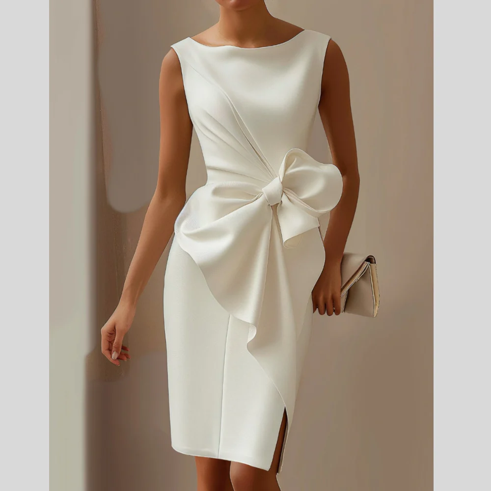 Full Size Bowknot Front Sleeveless Dress Plus Size - ZKZOOK