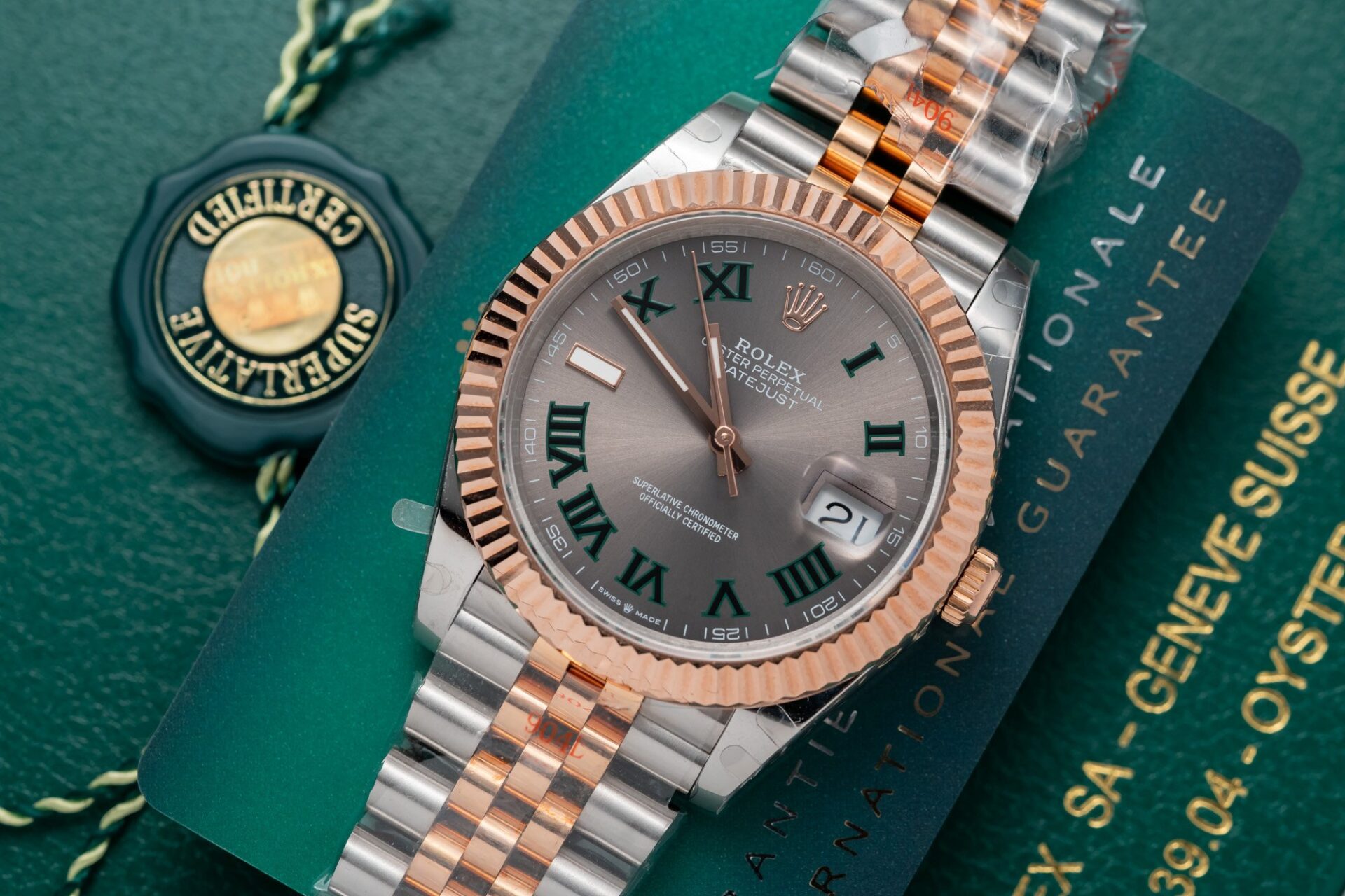 Rolex Best Replica Watch DateJust Rose Gold Wrapped Wimbledon Dial GM Factory 41mm - Elite Watch Atelier