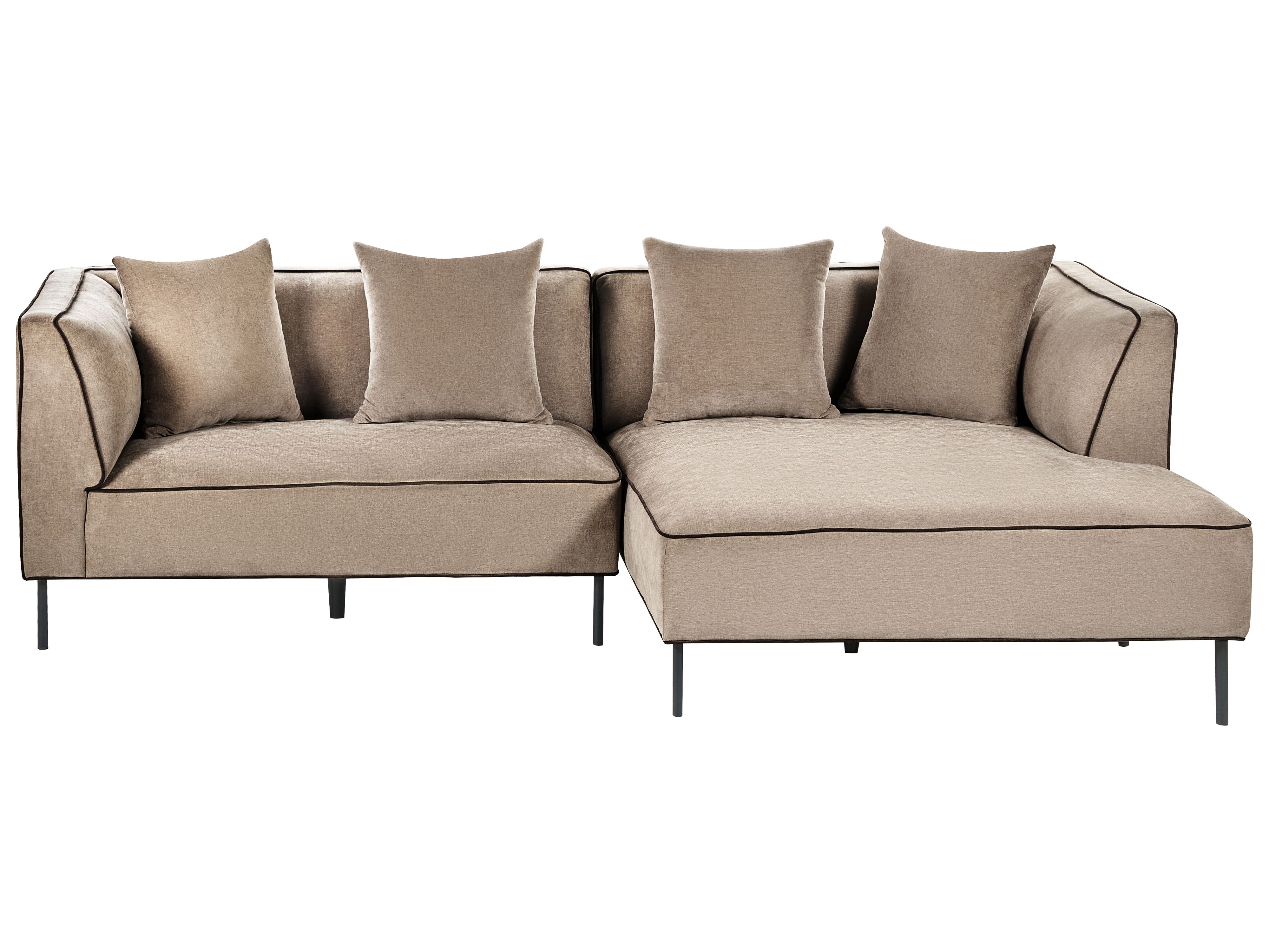 Corner Sofa 3 Seater SATER Chenille Light Brown Left Hand