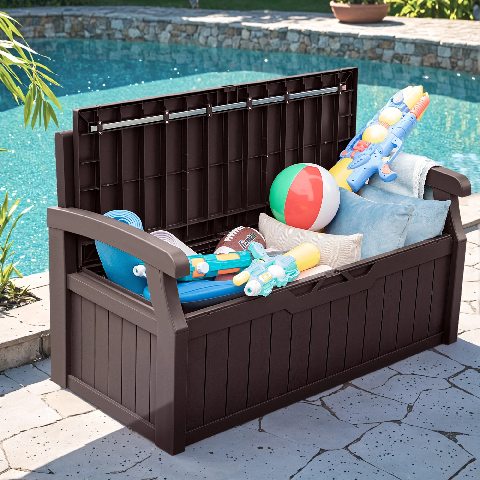 Homall 80 Gallon Plastic Storage Bench Made Of Durable Weatherproof Resin And Deck-Box Organized Storage Compartment For Outdoor Patios And Lawns,Black - Image 14