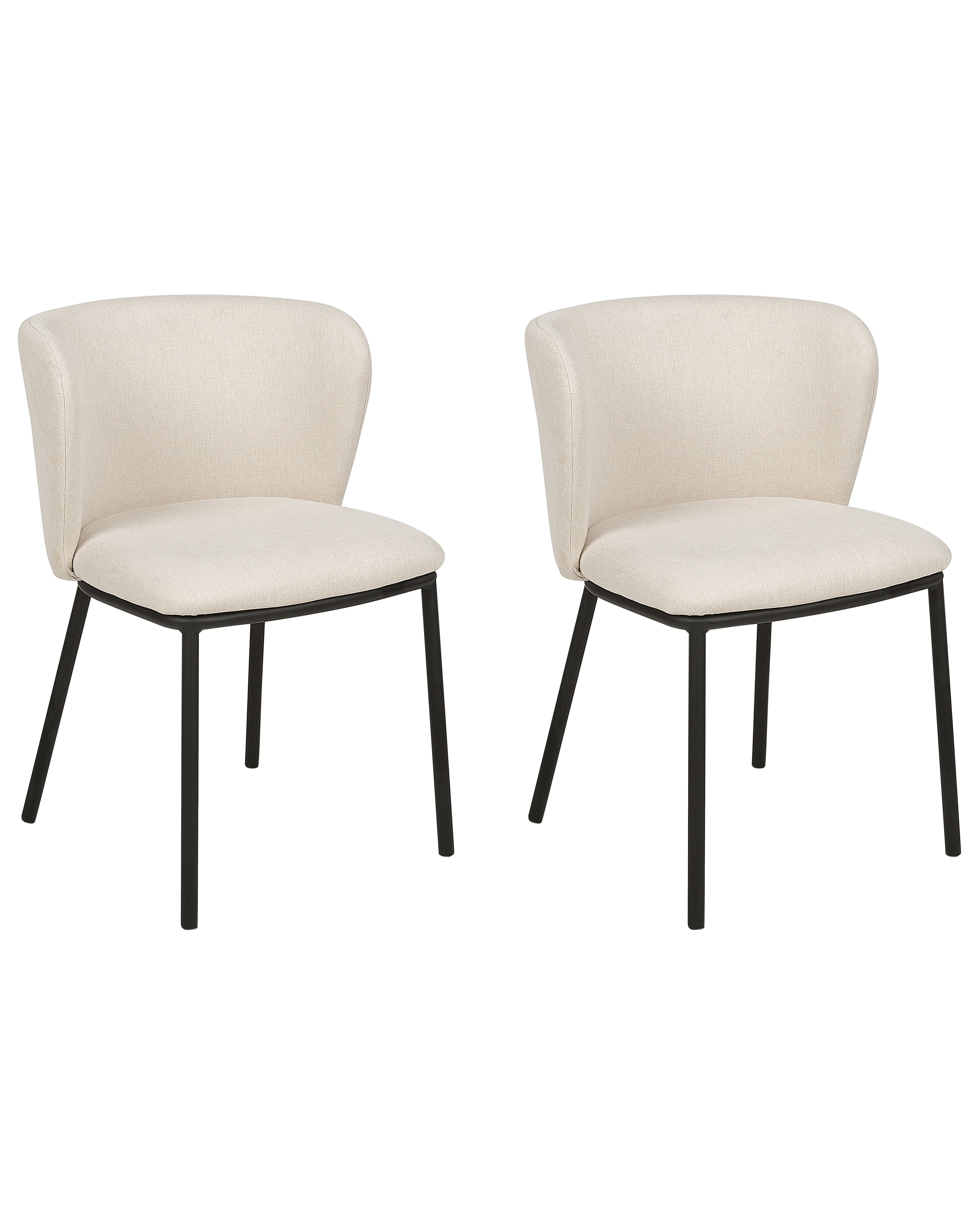 Set of 2 Dining Chairs MINA Fabric Off-White