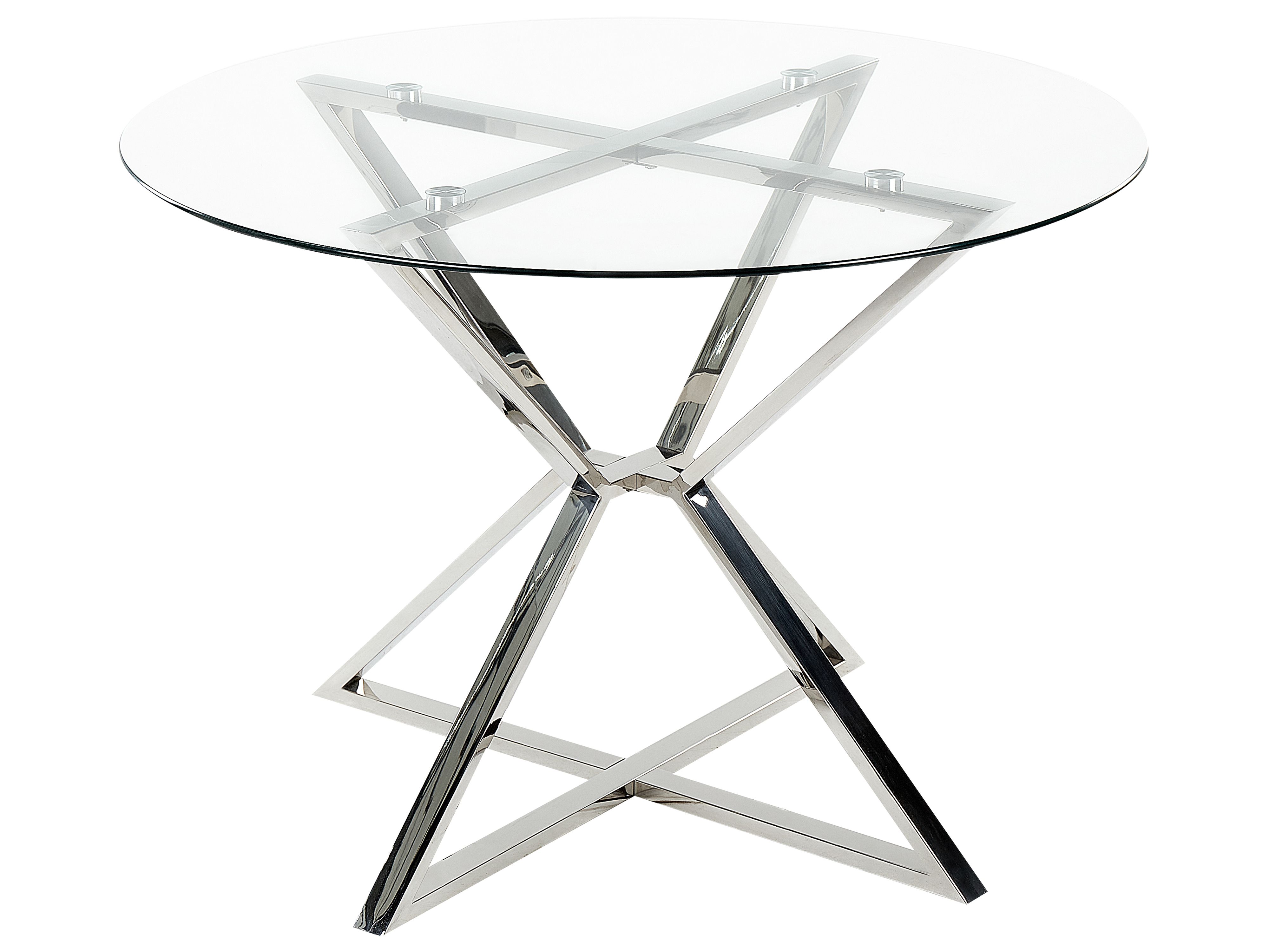Dining Table BOSCO Silver 105 cm 105 cm Tempered Glass