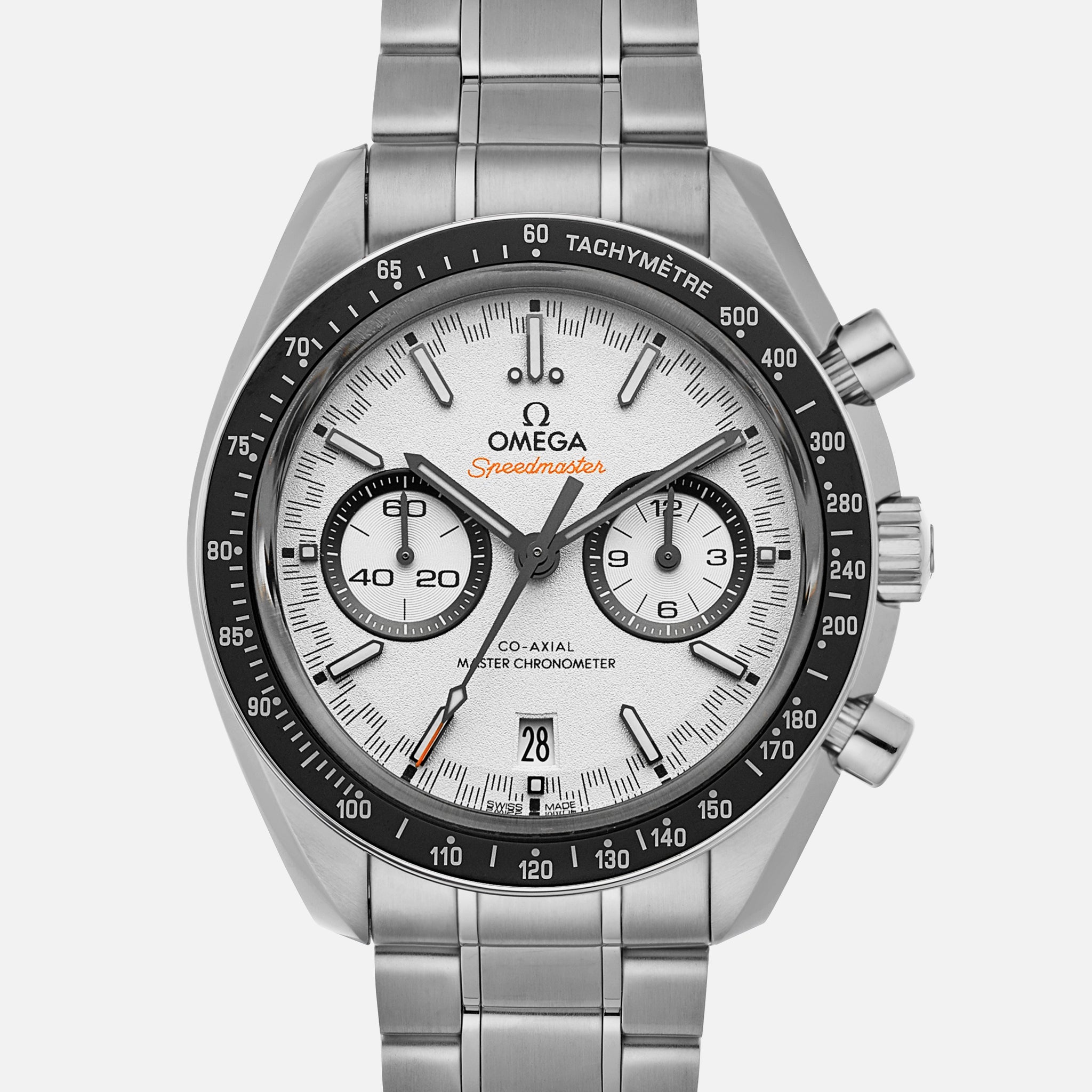 Speedmaster Racing Co-Axial Master Chronometer Chronograph 44.25mm White Dial On Bracelet(1:1 replica) - Top club