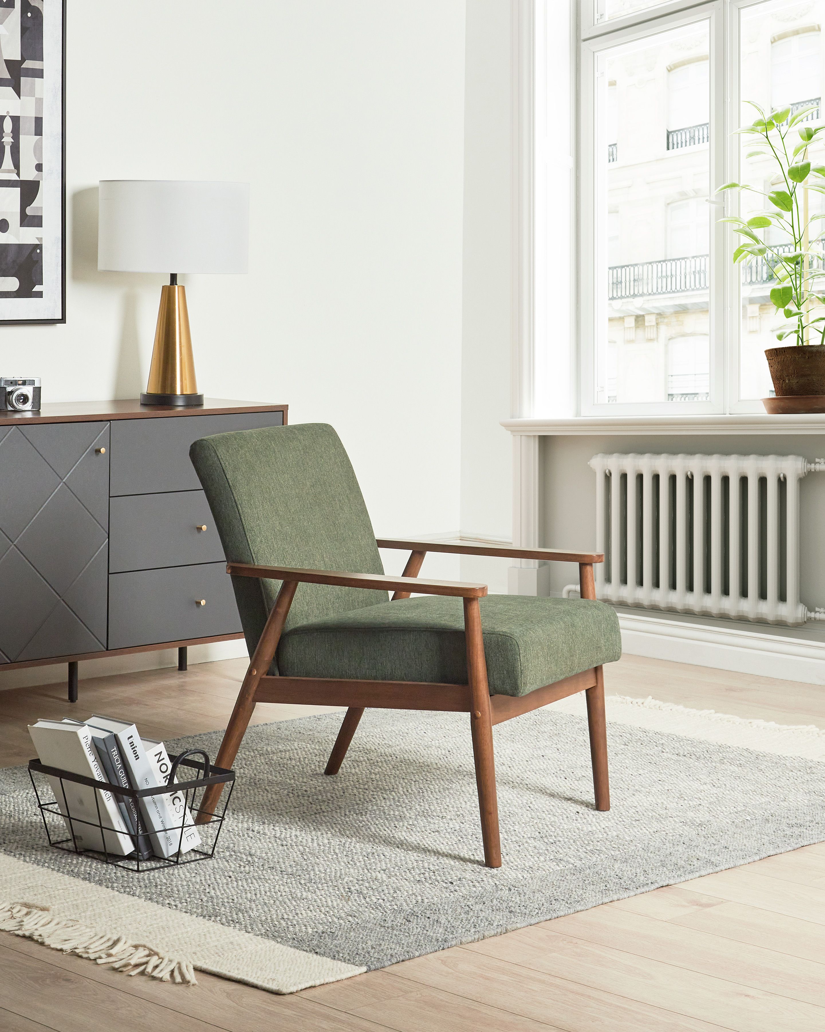 Armchair ESRUM Fabric Dark Brown/ Green