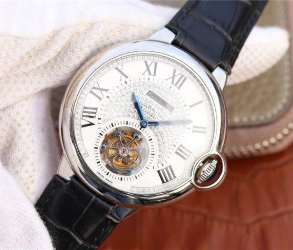 Replica Cartier Ballon Bleu de Cartier Tourbillon SS Leather Strap - Elite Watch Atelier