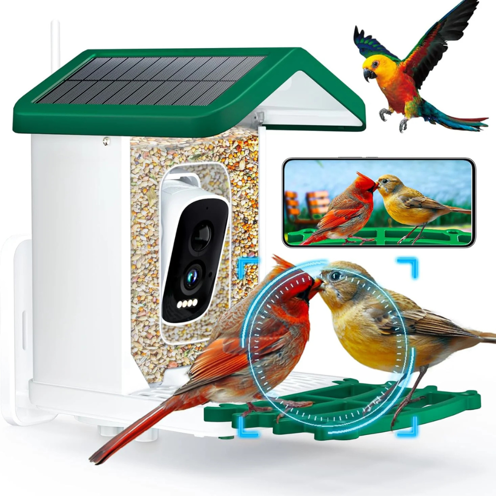 Slimme Vogelhuiscamera met 2K HD, AI Bewegingsdetectie en 3x Zoom – Voor Vogelliefhebbers, Waterdicht en Duurzaam