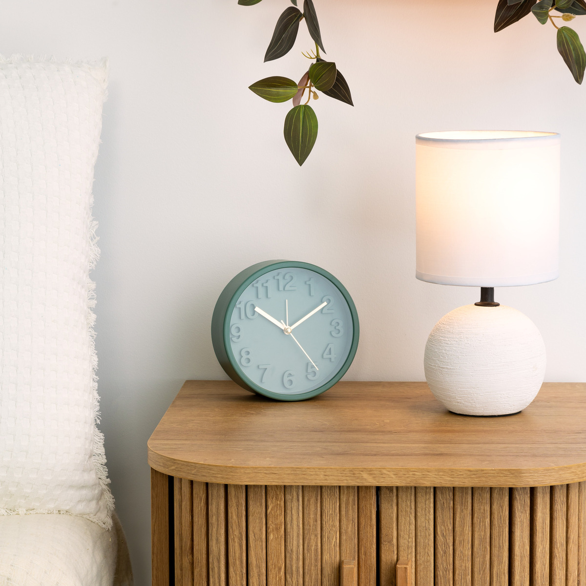 Ceramic lamp "Tim&eacute;o" White striped, H.25 cm