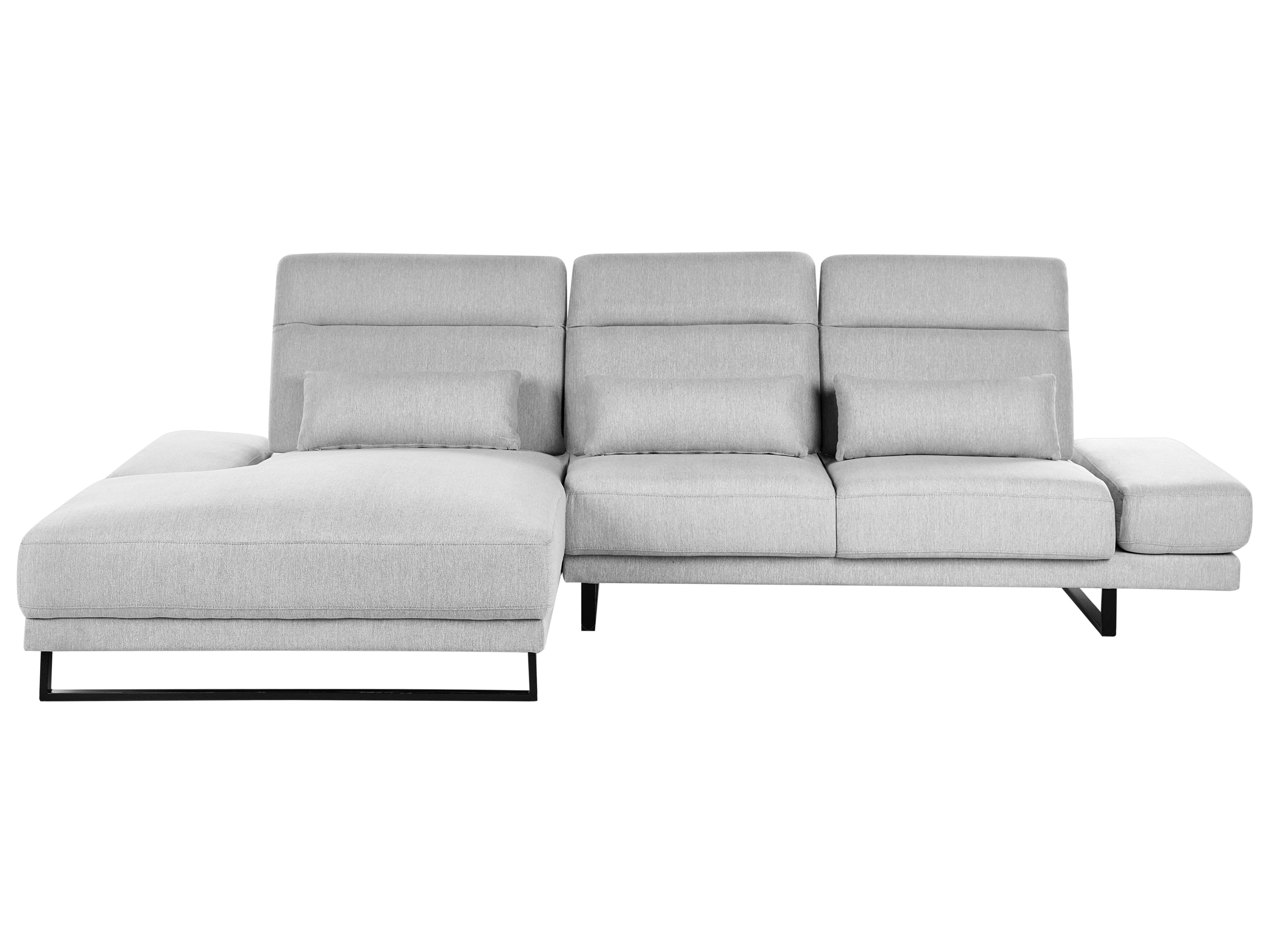 Corner Sofa 4 Seater IKAST Fabric Light Grey Right Hand