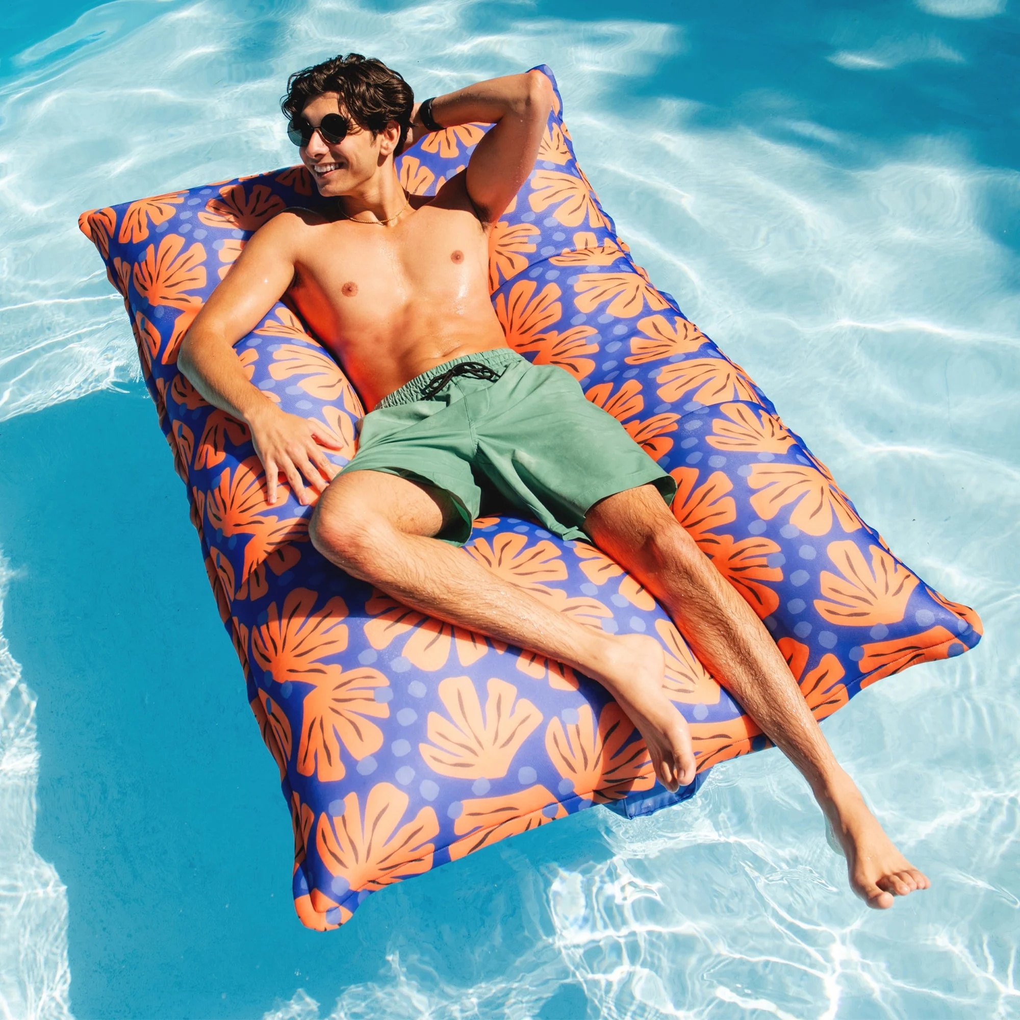 Big Joe Lagoon Lounger No Inflation Needed Pool Float, Americana Nautical Stripe Double Sided Mesh, Quick Draining Fabric, 5 feet Giant - Image 46