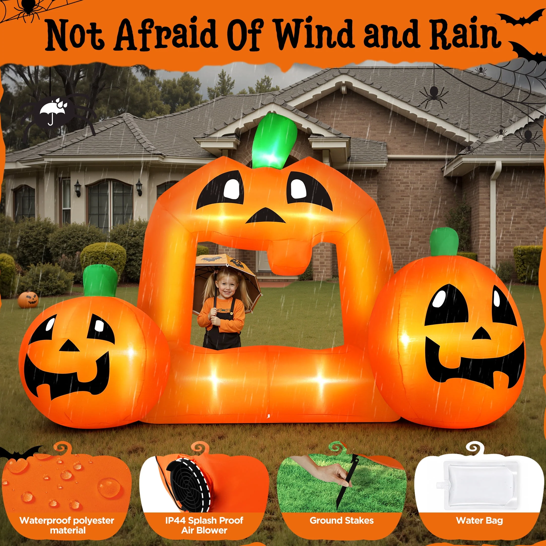 Firstness 8.5FT Halloween Inflatable,Pumpkin Photo with Lights for Party Yard Decorations - Image 7 Firstness 8.5FT Halloween Inflatable,Pumpkin Photo with Lights for Party Yard Decorations - Image 7