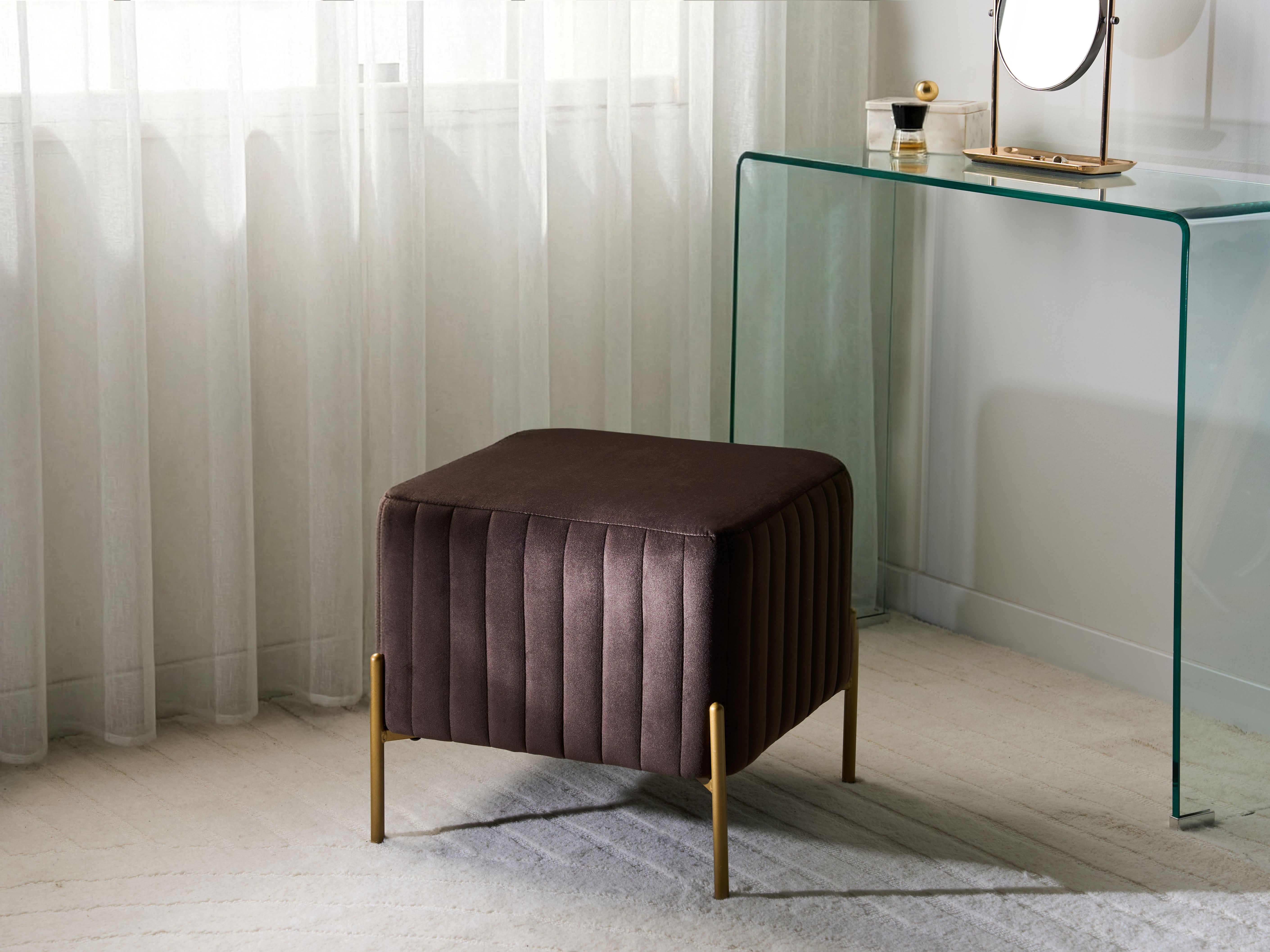 Footstool UTAH Velvet Dark Brown