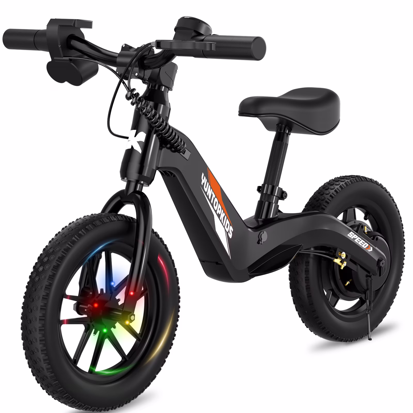 YunTopKids Electric Balance Bike for Kids, 150W Electric Bike for Kids with12 inch Pneumatic Tire, Adjustable Seat, Up to 5.6 Miles Electric Bike for Kids Ages 3-5,Black