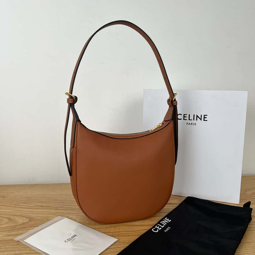 CELINE HELOISE Triomphe Small Soft Cow Leather Handbag Brown