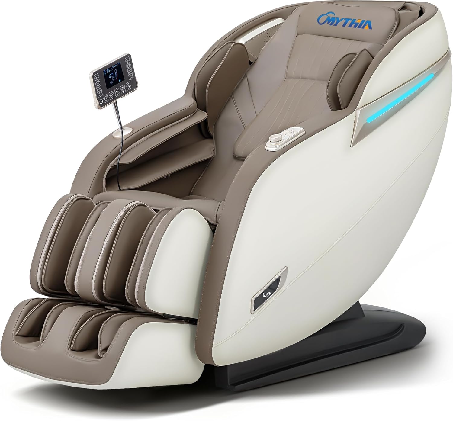 MYTHIA MD906 2026 Massage Chair - Full Body Zero Gravity Recliner with 3D Massage  Heat Therapy  Air Pressure & Foot Roller  Bluetooth & USB Charging Port for Home & Office Use (Beige)