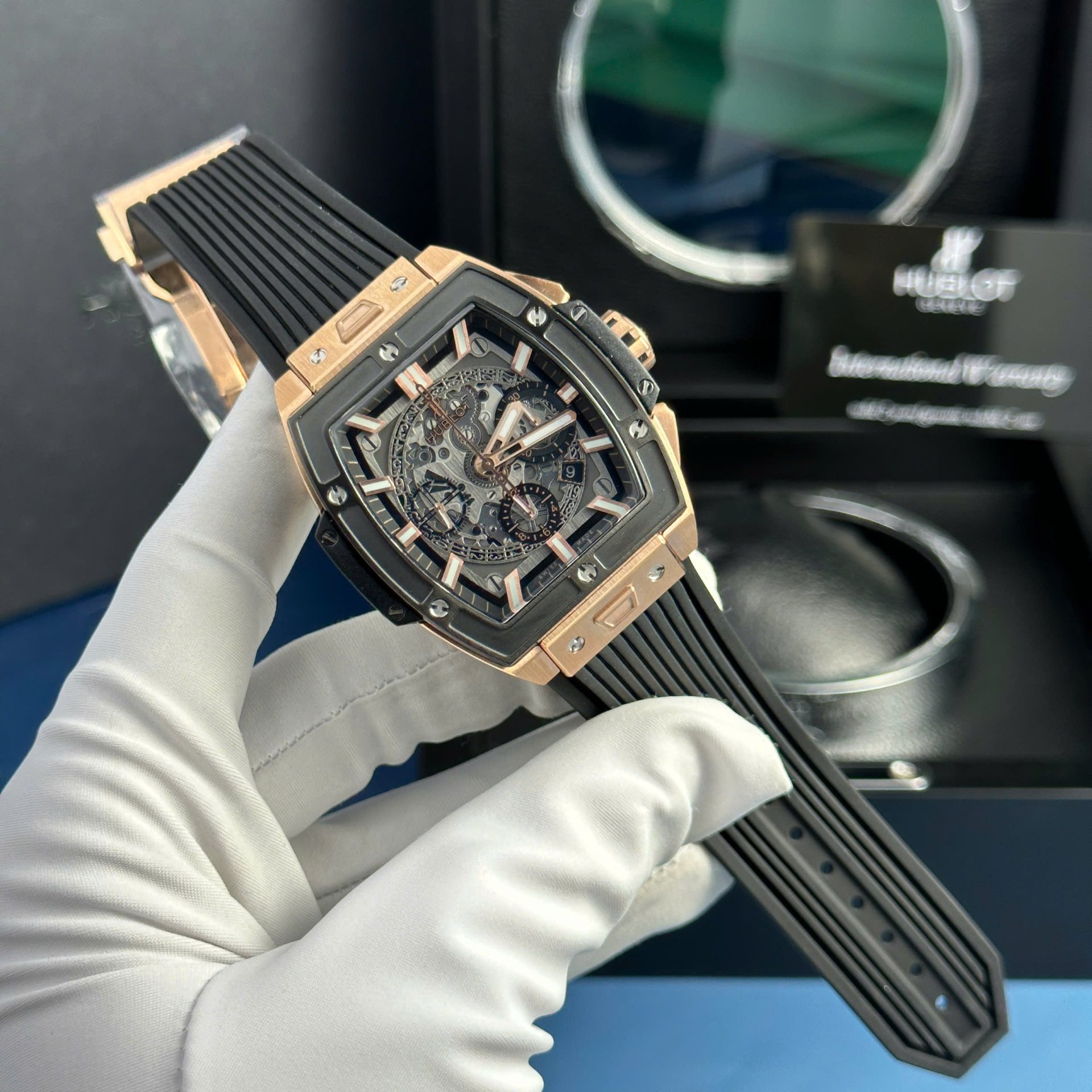 Hublot Spirit Of Big Bang King Gold Replica Watch Rubber Strap 42mm - Elite Watch Atelier