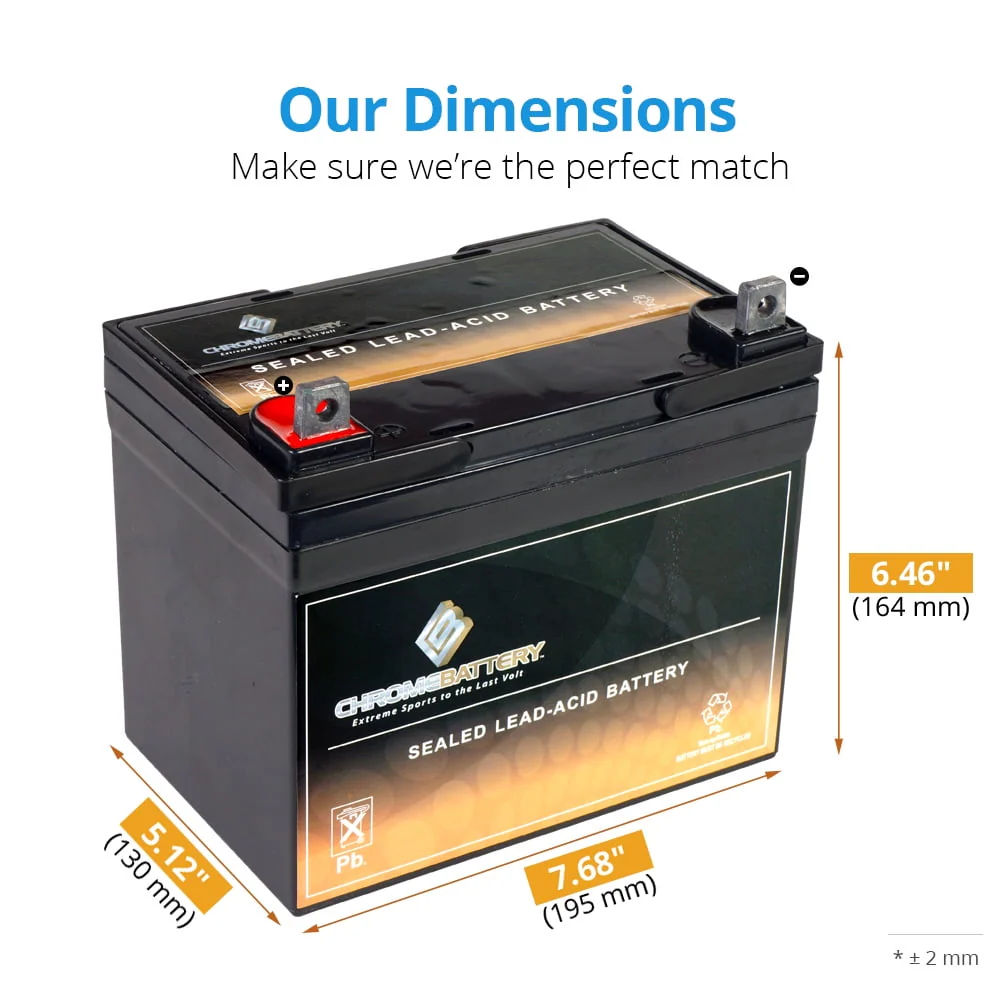 Chrome Battery 12V 35Ah Sla U1 Battery For Kubota Case John Deere Dixie Chopper Riding Mower