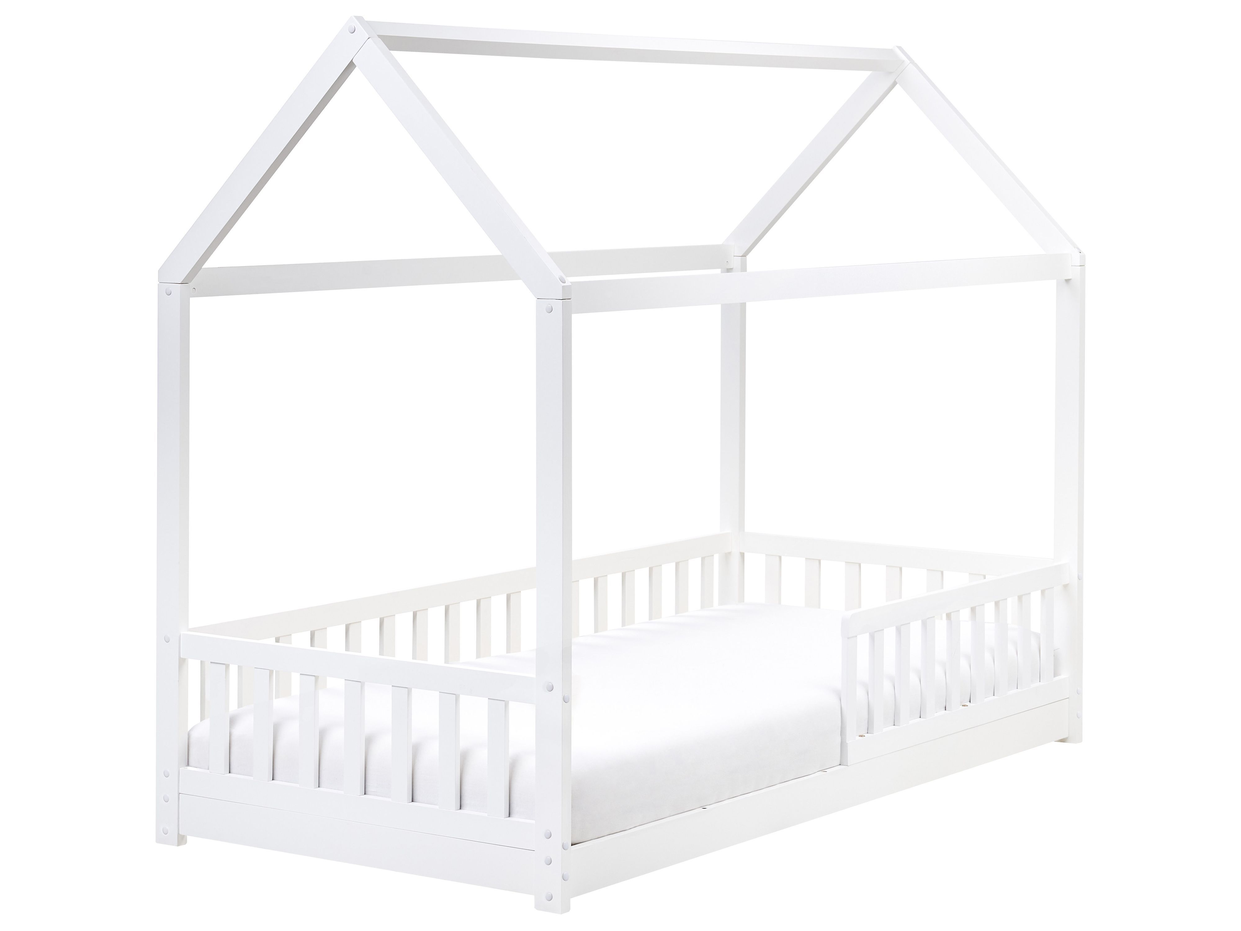 Kids Bed House Pine Wood COSSAYE 90 x 200 cm (EU Single) White