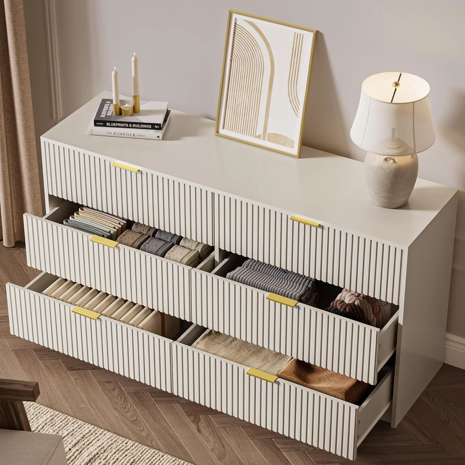 Furniway Black Dresser for Bedroom, 8 Drawer Double Dresser, Modern Chest of Drawers for Bedroom, Living Room, Entryway and Closet, 55" L x 15.7" D x 37.4" H - Image 30